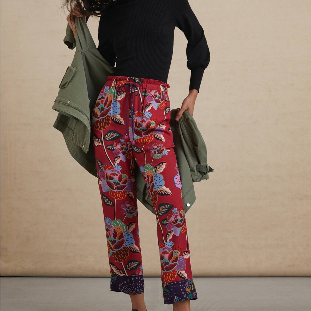 FARM RIO Violetta Cropped Trousers Drawstring Pants Size Small